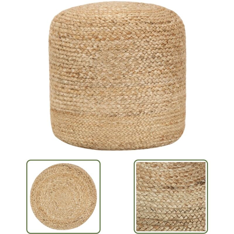 Pouf fait à la main 40 x 45 cm Jute - Pouf Design - Pouf Moderne - Pouf Jute - Pouf Artisanal - Repose-pied Cosy - The Living Store