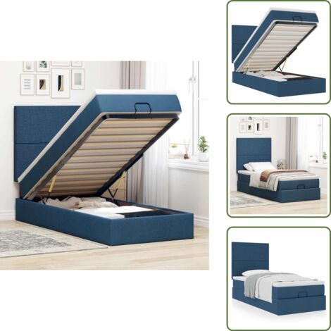 The Living Store Pouf Letto con Materasso Blu 90x200 cm in Tessuto - Materasso a molle insacchettate