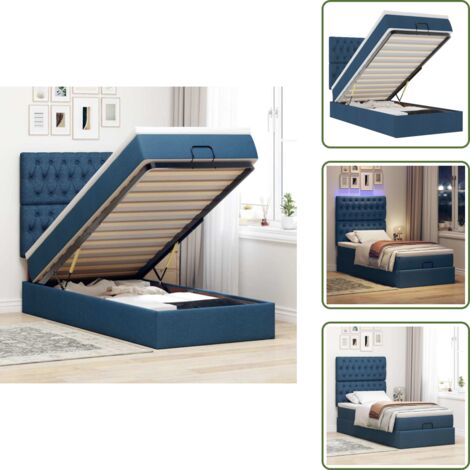 The Living Store Pouf Letto con Materasso e LED Blu 100x200 cm in Tessuto - Pouf letto