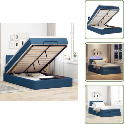 The Living Store Pouf Letto con Materasso e LED Blu 120x190cm in Tessuto - Pouf letto