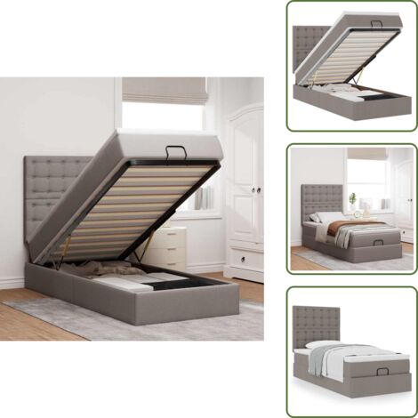 The Living Store Pouf Letto con Materasso Tortora 100x200 cm in Tessuto - Materasso a molle