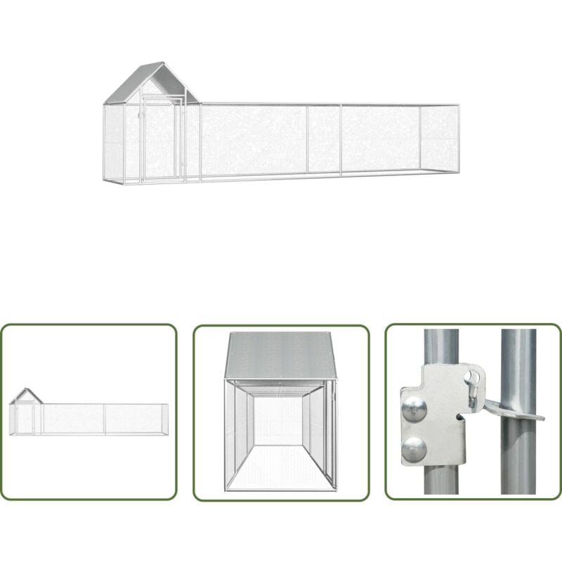 The Living Store - Poulailler 5 x 1 x 1,5 m Acier galvanisé - Poulailler - Coop Poule - Abri Poulet - Cage Oiseaux - Animal Domestique