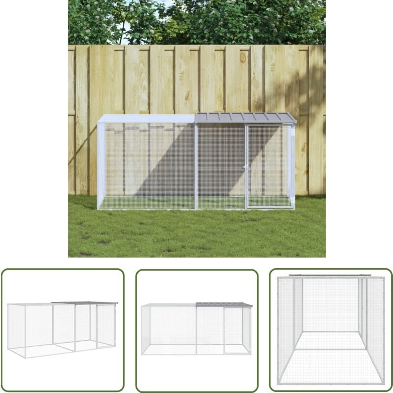 The Living Store - Poulailler avec toit gris clair 203x98x90 cm acier galvanisé - Poulailler - Coop Pour Poules - Abri Pour Oiseaux - Maison Pour