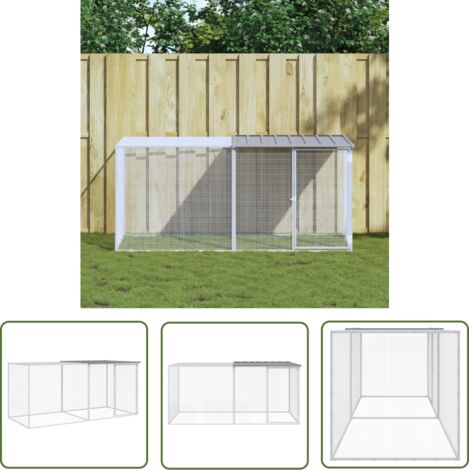 The Living Store Poulailler avec toit gris clair 203x98x90 cm acier galvanisé - Poulailler - Coop Pour Poules - Abri Pour Oiseaux - Maison Pour Volaille - Animal Domestique