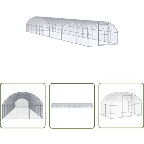 The Living Store Poulailler d'extérieur 3x16x2 m Acier galvanisé - Poulailler Extérieur - Abri Poulet - Coop Poule - Cage Oiseaux - Animal Domestique