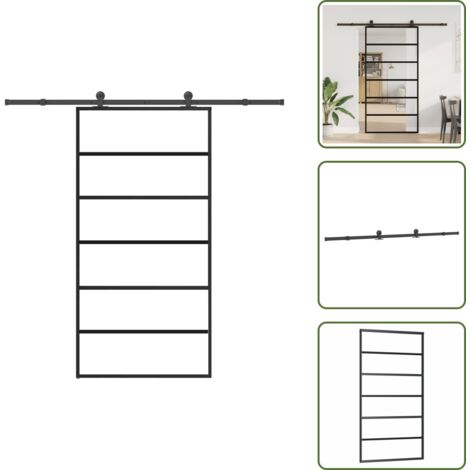 The Living Store Puerta corredera con herrajes 102x205 cm ESG vidrio y aluminio - Puerta de vidrio