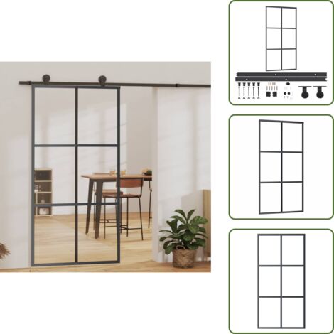 The Living Store Puerta corredera con herrajes ESG vidrio y aluminio 102x205 cm - Puerta de vidrio