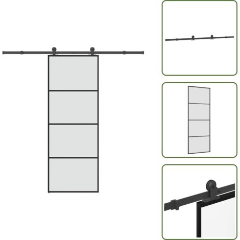The Living Store Puerta corredera con set herrajes vidrio ESG aluminio 76x205 cm - Vidrio ESG