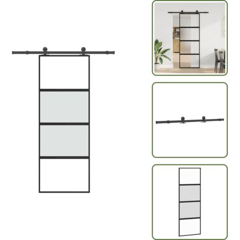 The Living Store Puerta corredera set herrajes vidrio templado aluminio 76x205cm - Vidrio templado
