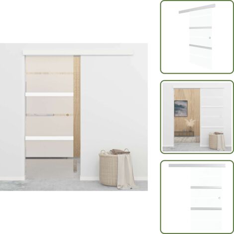 The Living Store Puerta corredera vidrio ESG y aluminio plateado 76x212 cm - Puerta corredera plateada