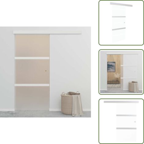 The Living Store Puerta corredera vidrio ESG y aluminio plateado 90x212 cm - Puerta de vidrio
