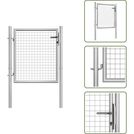 The Living Store Puerta de jardín de acero galvanizado 100 x 75 cm color plata - Puerta de jardín galvanizada
