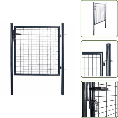 The Living Store Puerta de jardín de malla acero galvanizado 100x100 cm gris - Puerta de jardín acero galvanizado