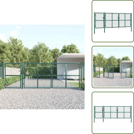 The Living Store Puerta de jardín de malla verde 400x125 cm Acero galvanizado - Puerta de patio