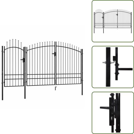 The Living Store Puerta de jardín Woerden de acero 1,95x4 m negra - Puerta de seguridad
