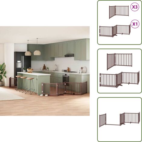 The Living Store Puerta de perros plegable 10 paneles madera álamo marrón 800 cm - Puerta plegable