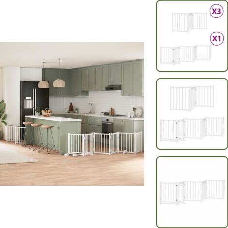 The Living Store Puerta de perros plegable 15 paneles madera álamo blanca 750 cm - Puerta plegable