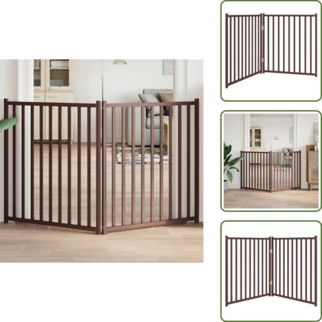 The Living Store Puerta de perros plegable 2 paneles madera abeto marrón 160 cm - Puerta plegable para perros