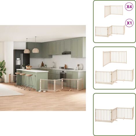 The Living Store Puerta para perros plegable 12 paneles madera de álamo 960 cm - Puerta plegable