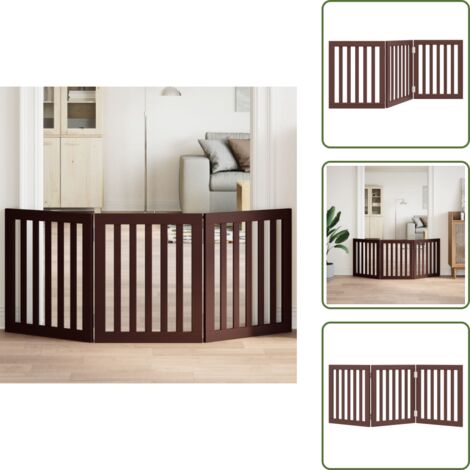 The Living Store Puerta para perros plegable 3 paneles madera álamo marrón 150cm - Puerta plegable