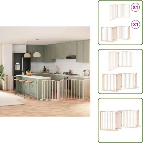 The Living Store Puerta para perros plegable 6 paneles madera de álamo 480 cm - Puerta para perros plegable