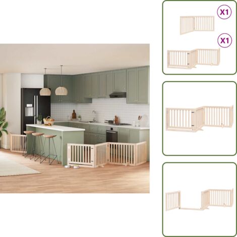 The Living Store Puerta para perros plegable 6 paneles madera de álamo 480 cm - Puerta plegable para perros