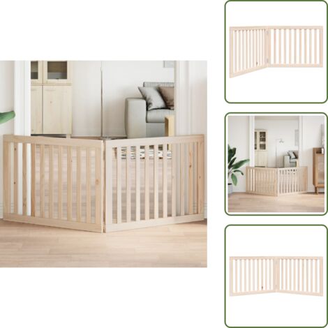 The Living Store Puerta para perros plegable de 2 paneles, 160 cm, madera de álamo - Puerta plegable