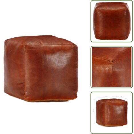 The Living Store Puf 40x40x40 cm cuero genuino de cabra - Silla de cuero
