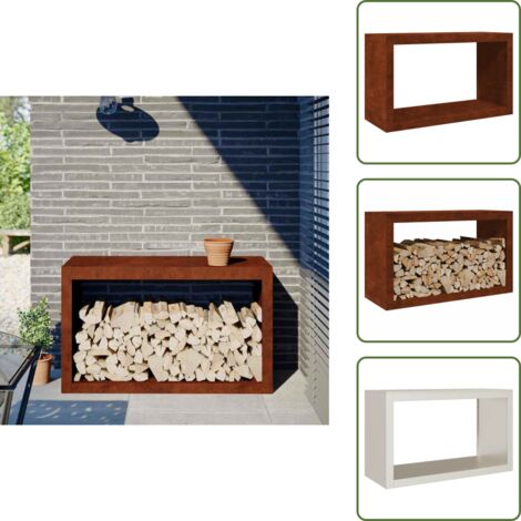 The Living Store Rack per Legna da Ardere 100x40x60 cm in Acciaio Corten - Legna da ardere