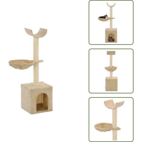 The Living Store Rascador para gatos con poste de sisal 105 cm beige - Poste de sisal