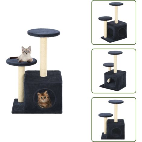 The Living Store Rascador para gatos con poste de sisal azul oscuro 60 cm - Juego para gatos