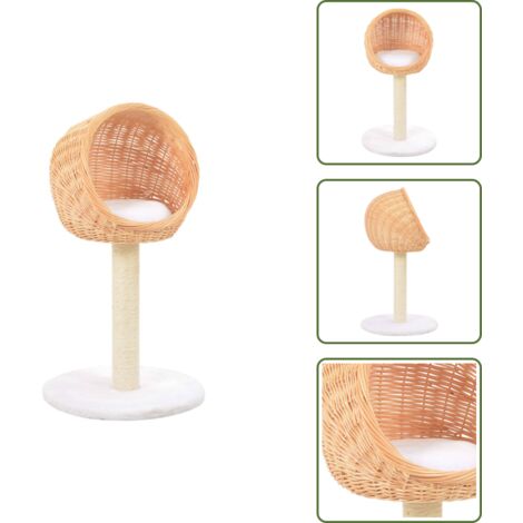 The Living Store Rascador para gatos con poste de sisal madera natural de sauce - Poste de sisal