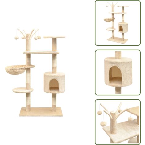 The Living Store Rascador para gatos con poste rascador de sisal 125 cm beige - Poste rascador