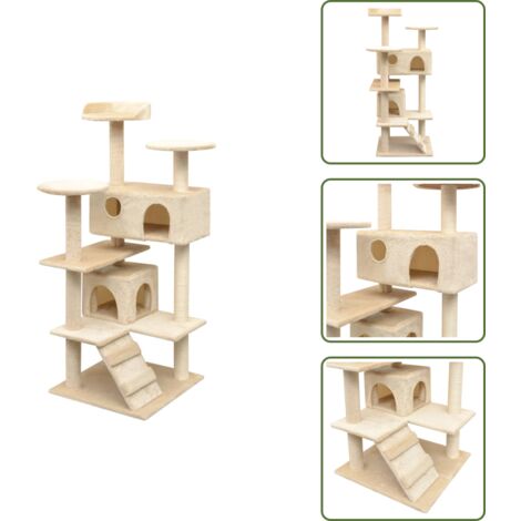 The Living Store Rascador para gatos con poste rascador de sisal 125 cm beige - Poste rascador