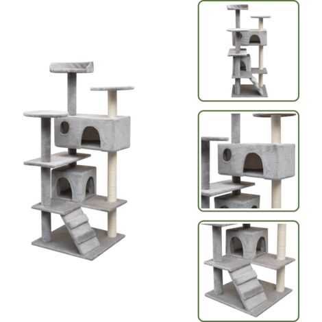 The Living Store Rascador para gatos con poste rascador de sisal 125 cm gris - Poste rascador