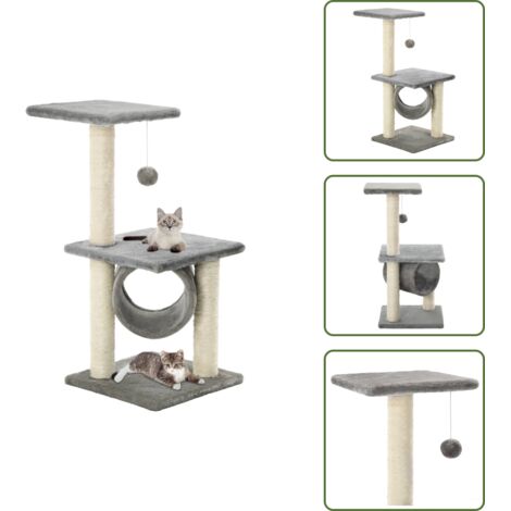 The Living Store Rascador para gatos con poste rascador de sisal 65 cm gris - Poste rascador