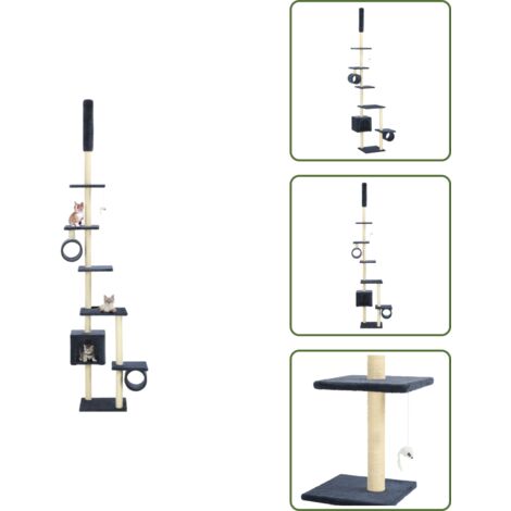 The Living Store Rascador para gatos con postes de sisal azul oscuro 260 cm - Juego para gatos