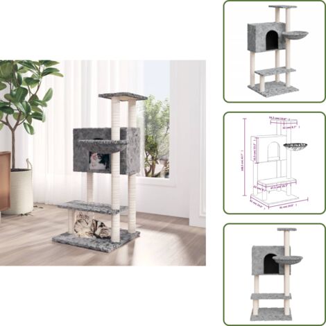 The Living Store Rascador para gatos con postes de sisal gris claro 108,5 cm - Poste de sisal