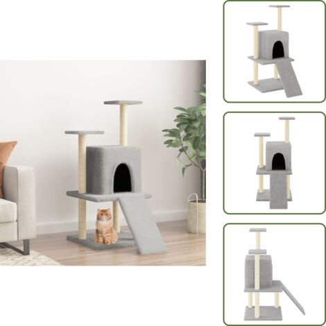 The Living Store Rascador para gatos con postes de sisal gris claro 110 cm - Postes de sisal
