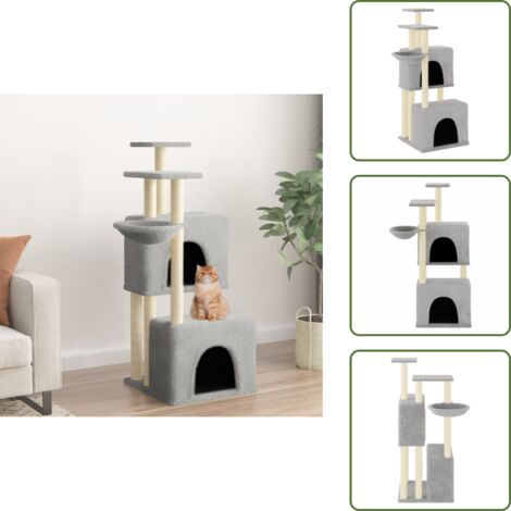 The Living Store Rascador para gatos con postes de sisal gris claro 122 cm - Postes de sisal