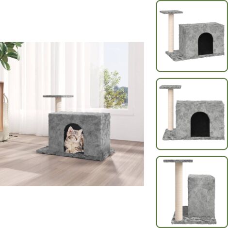 The Living Store Rascador para gatos con postes de sisal gris claro 51 cm - Poste de sisal