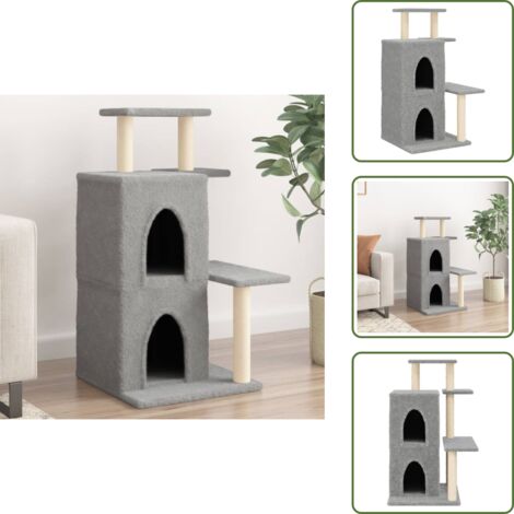 The Living Store Rascador para gatos con postes de sisal gris claro 97 cm - Postes de sisal