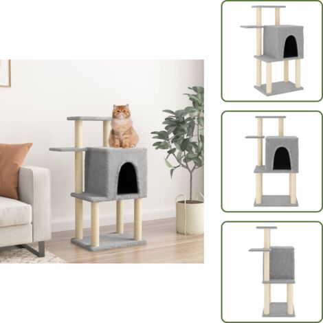 The Living Store Rascador para gatos con postes de sisal gris claro 97 cm - Postes de sisal
