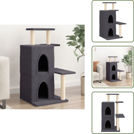 The Living Store Rascador para gatos con postes de sisal gris oscuro 97 cm - Postes de sisal