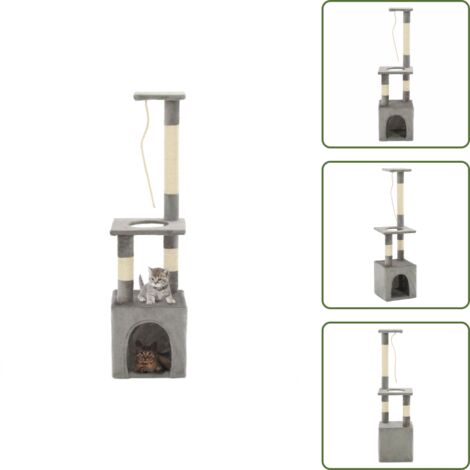 The Living Store Rascador para gatos con postes rascadores de sisal 109 cm gris - Poste de sisal