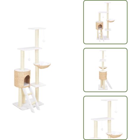 The Living Store Rascador para gatos de hierba marina con poste de sisal - Poste de sisal