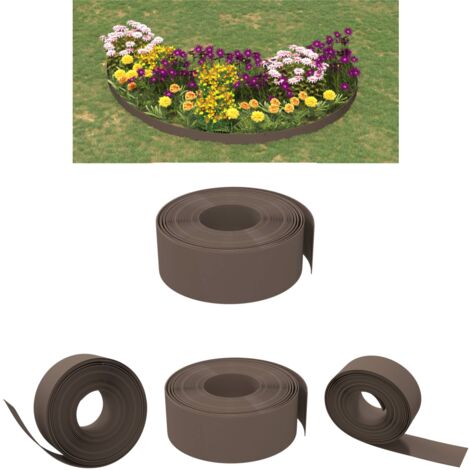 The Living Store Rasenkante Braun 10 m 20 cm Polyethylen -  Beeteinfassungen