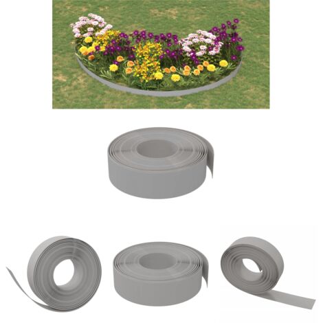 The Living Store Rasenkante Grau 10 m 15 cm Polyethylen -  Beeteinfassungen