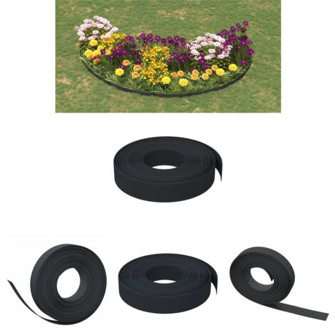 The Living Store Rasenkante Schwarz 10 m 10 cm Polyethylen -  Beeteinfassungen