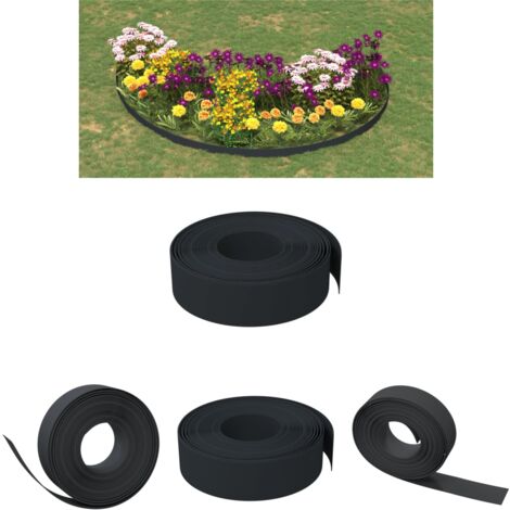 The Living Store Rasenkante Schwarz 10 m 15 cm Polyethylen -  Beeteinfassungen